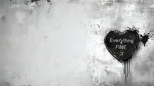 Fototapeta banner, desktop, heart on a light white background with inscriptions, care, stay calm, everything is fine