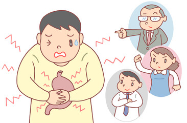 病気・疾病のイラスト - ストレス性胃炎・胃潰瘍・神経性胃炎