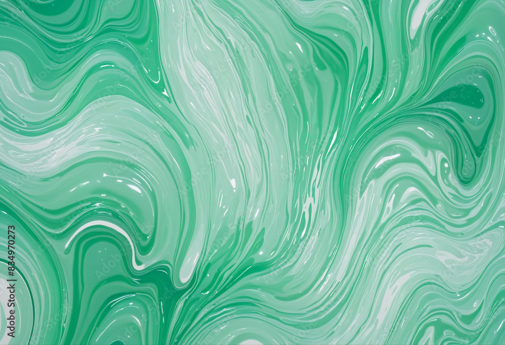Aufkleber an ai-generated three-dimensional abstract design in mint green and seafoam blue, featuring a vector