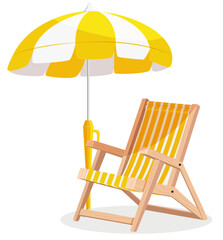 Yellow Beach Chair with Umbrella