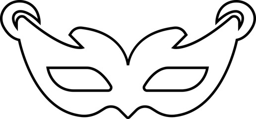 Carnival mask silhouettes. Black line icon of masquerade mask for party, parade and carnival for Mardi Gras and Halloween. Fantasy face mask element editable stock isolated on transparent background.