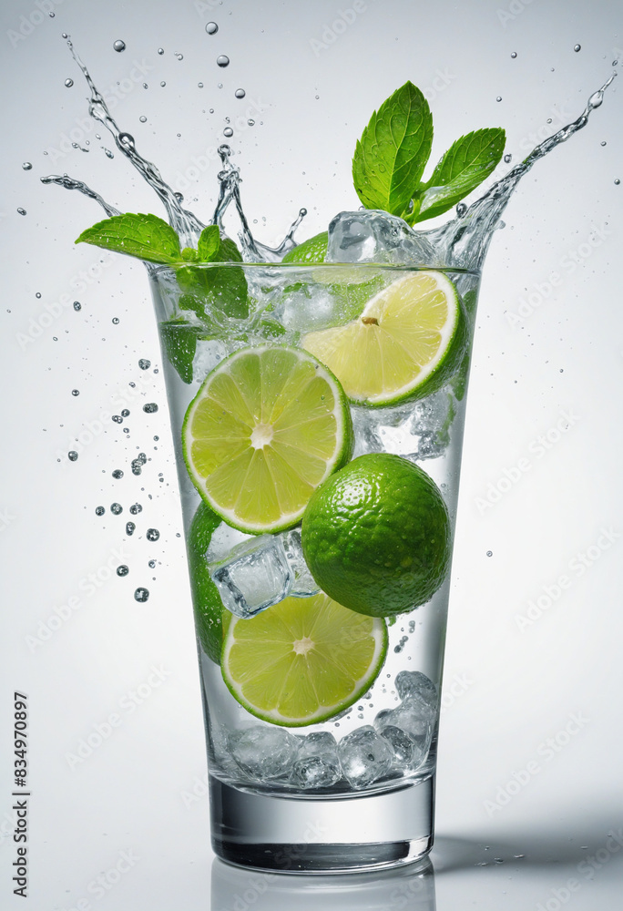 Poster generative ai the source of a virtual mojito in a transparent glass