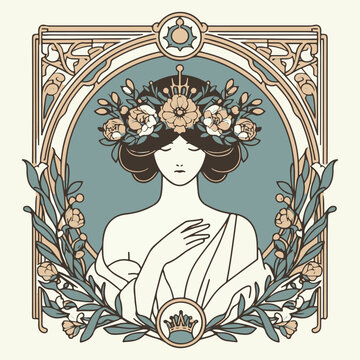 Classic women wearing crowns in the Botanicals frame