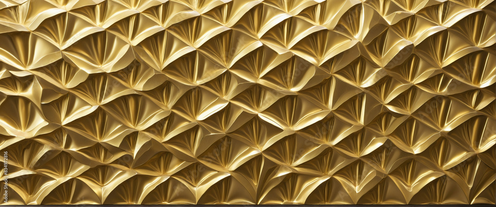 Poster 3d geometric wall panel featuring a luxurious gold finish, showcasing a sophisticated pattern with d