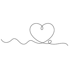 Heart continuous one line drawing outline vector illustration
