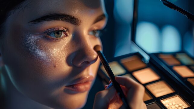 Artistic shot of a makeup artist using organic product