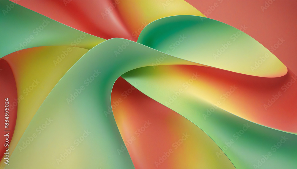 Aufkleber iridescent three-dimensional glossy shape with a green gradient twist, isolated on transparent backg