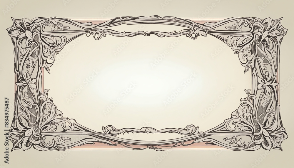 Poster generative ai designed frame border with intricate floral and nature-inspired elements available as 