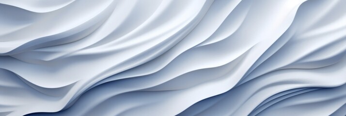 Abstract soft white and light blue flowing waves creating a smooth, serene texture with gentle gradients, horizontal format illustration with place for text