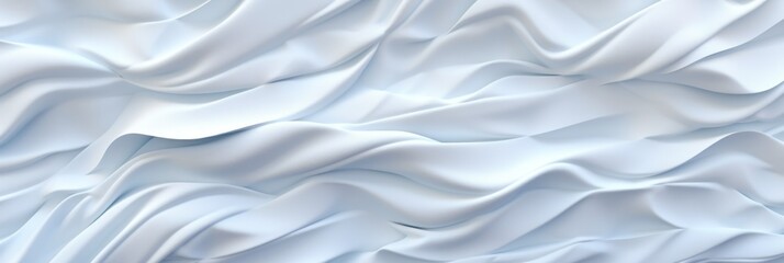 Abstract soft white and light blue flowing waves creating a smooth, serene texture with gentle gradients, horizontal format illustration with place for text