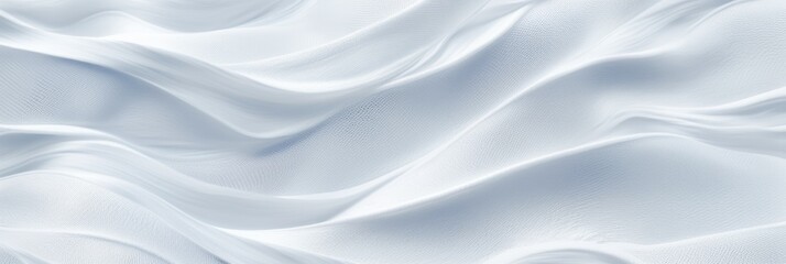 Obraz premium Abstract soft white and light blue flowing waves creating a smooth, serene texture with gentle gradients, horizontal format illustration with place for text