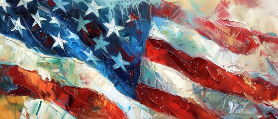 Frontal view of an American flag