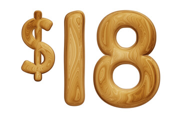 Wooden 18 dollar for price and offer concept