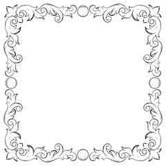 tattoo and t-shirt design black and white hand drawn engraving ornament rectangle frame vector	