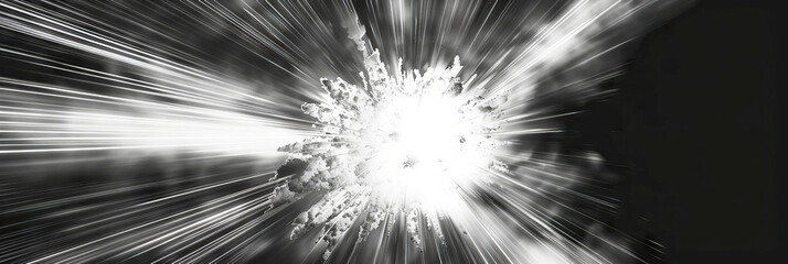 A black and white photo of a bright white explosion