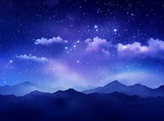 Fototapeta premium A majestic mountain range under a starry night sky.