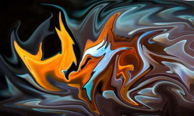 digital fire and water painting art illustration with oil paint effect