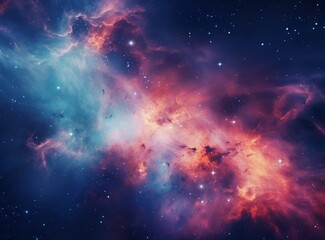A majestic and colorful galaxy with swirling clouds and bright stars in the vast expanse of space.