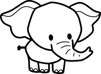 Cute elephant, cartoon animal, wild animal, zoo, coloring book, hand drawn, illustration, wearing white