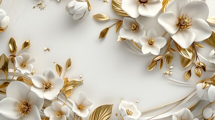 Elegant white and gold floral design with a 3D effect. Perfect for backgrounds, invitations, and more.