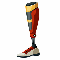 Prosthetic leg with modern design and vibrant colors represents innovation in medical technology