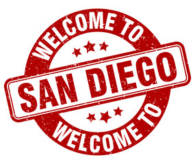 Welcome to San Diego stamp. San Diego round sign