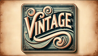 A stylish vintage sign with the word 'VINTAGE' in large, elegant, retro font