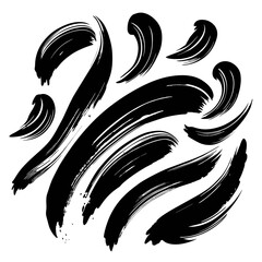 Abstract ink brush strokes on white background are a form of artistic expression and design