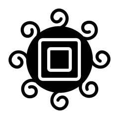 Naklejka premium Get your hands on medieval sun solid icon 