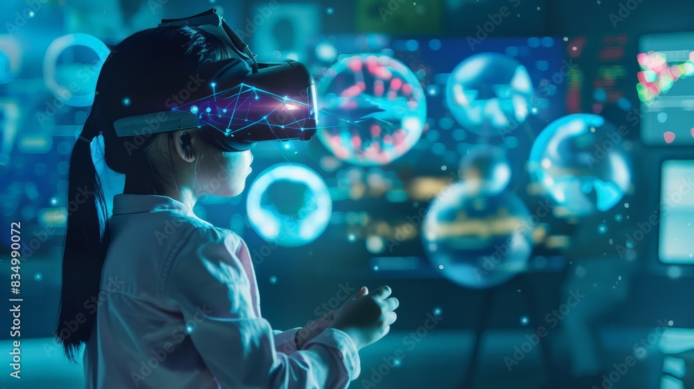 Poster create a guide to educational opportunities within the metaverse. include examples of virtual classr