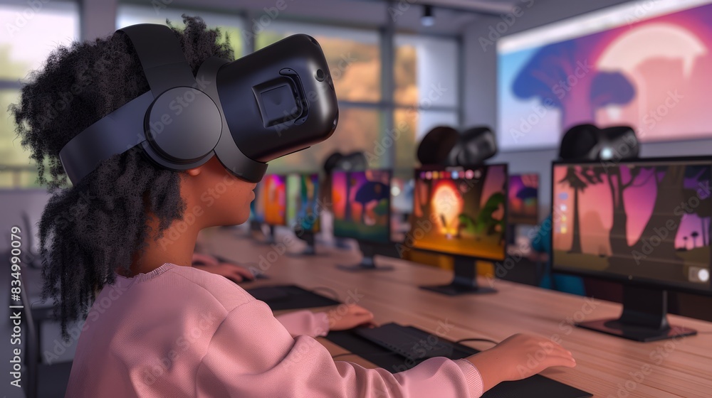 Poster create a guide to educational opportunities within the metaverse. include examples of virtual classr