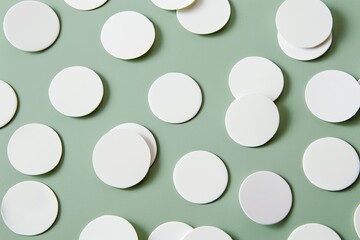 round white stickers on light background, top view