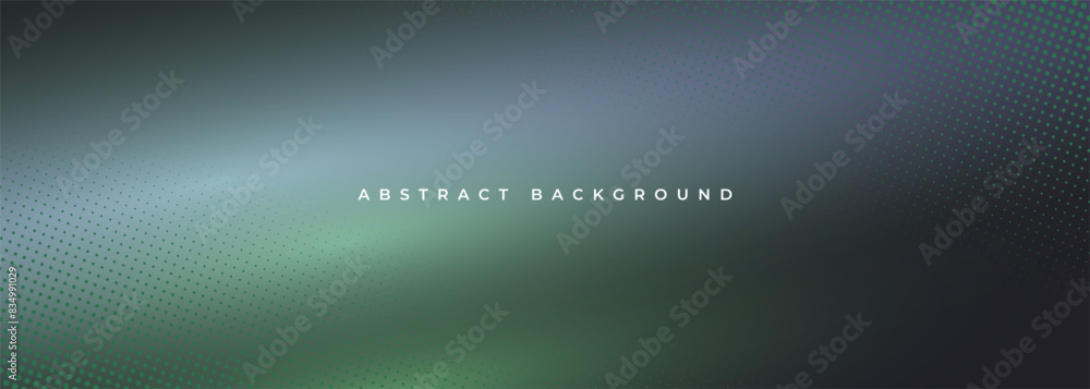 Poster Abstract green holographic gradient background with halfton. Blurred soft blend color gradation minimalist creative vector banner.