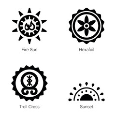 Set of Solar Mythologies Glyph Icons 

