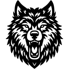 Fototapeta premium wolf head vector, wolf head simple mascot, changeable wolf head logo
