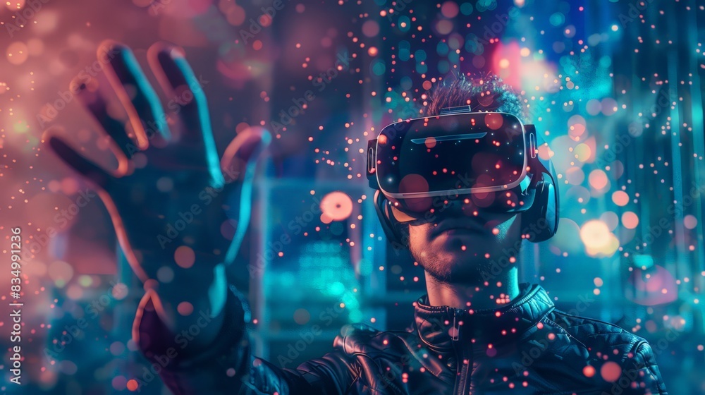 Poster create a visual guide to the fundamentals of virtual reality (vr) and augmented reality (ar). explai