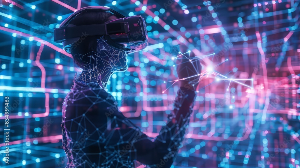 Poster create a visual guide to the technologies powering the metaverse. include information on vr/ar, bloc