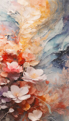 3D flower and wave texture background