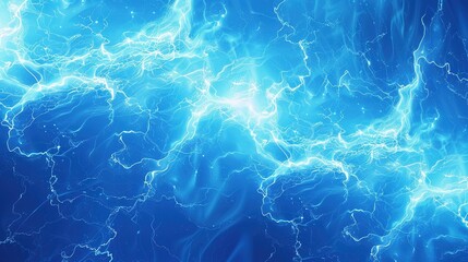 Abstract 3D Rendered Illustration of Electric Wave Design on Blue Background with Futuristic Elements