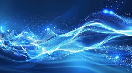 Obraz premium Abstract 3D Rendered Illustration of Electric Wave Design on Blue Background with Futuristic Elements