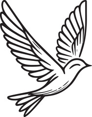 Bird Vector Line Art. Line Art. Bird Drawing. Artwork. Flying Bird. Illustration. Line Art Drawing.