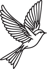 Bird Vector Line Art. Line Art. Bird Drawing. Artwork. Flying Bird. Illustration. Line Art Drawing.