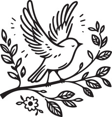 Bird Vector Line Art. Line Art. Bird Drawing. Artwork. Flying Bird. Illustration. Line Art Drawing.