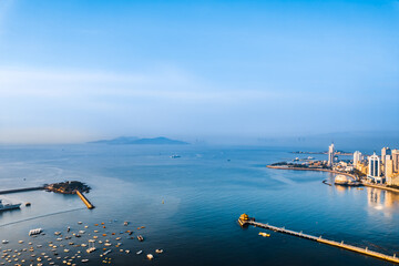 High angle aerial photography of Qingdao Pier and urban skyline in Shandong, China © Govan