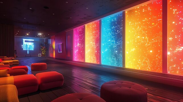 Virtual Networking Lounge A 3D scene of a glowing virtual lounge where participants can network