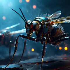 Fototapeta premium cyborg robots in the future in the form of a mosquito