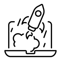An editable line icon of project startup 