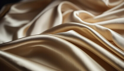 Fototapeta premium Close up of creamy draped silk as a background. 