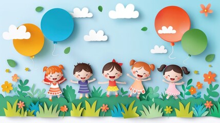 Fototapeta premium A flat children's day graphic with a Spanish background