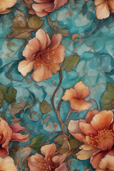 watercolor background with flowers	